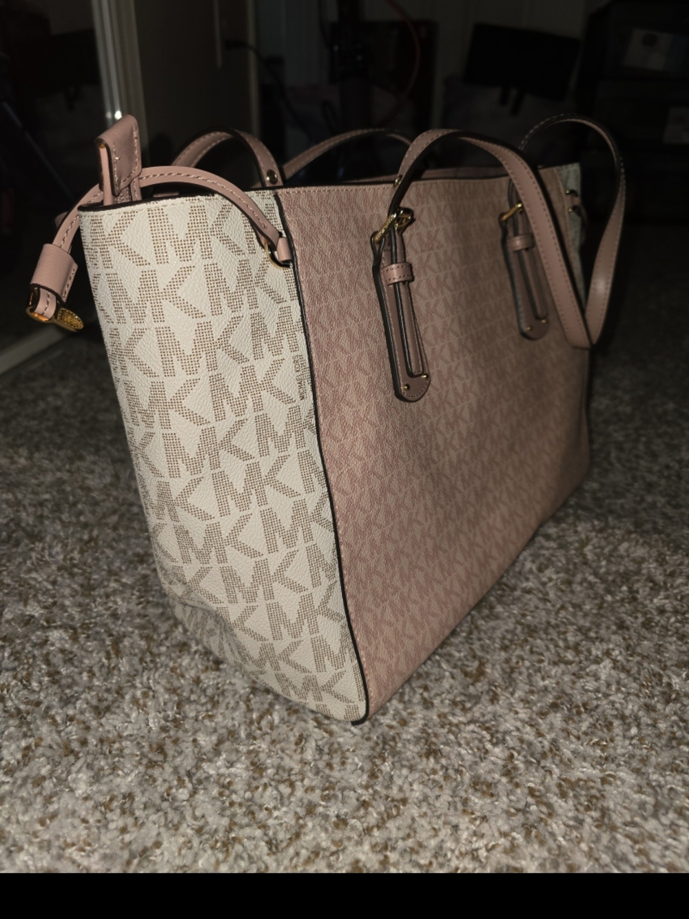 Michael Kors Blush Pink and Vanilla Signature Tote